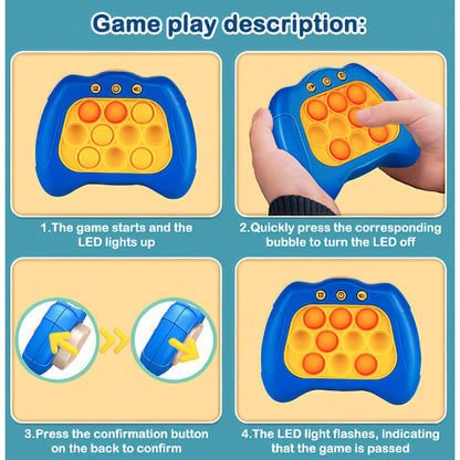 Joc Pop It, Flippy, consola, joc interactiv, antistres, cu baterii, Abs si silicon, Albastru, 12 x 10 x 5.8 cm-3
