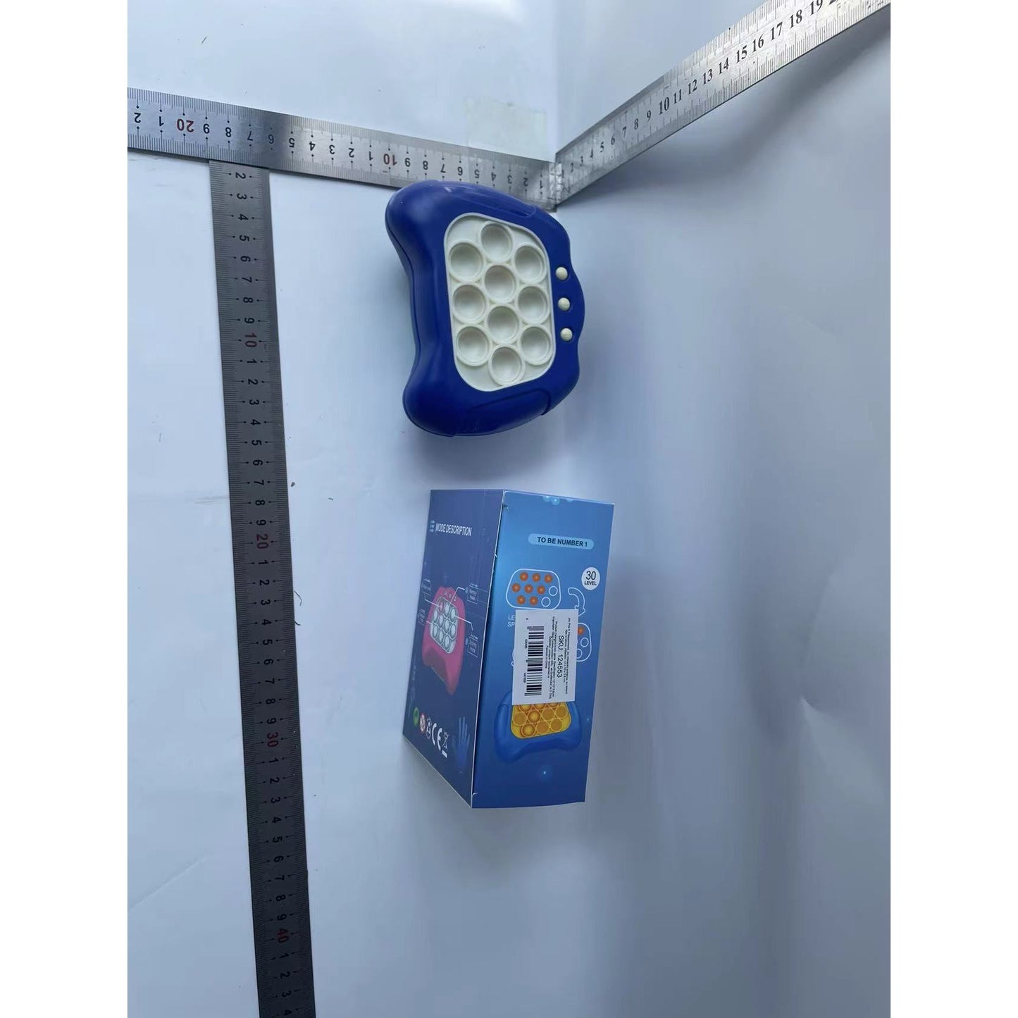 Joc Pop It, Flippy, consola, joc interactiv, antistres, cu baterii, Abs si silicon, Albastru, 12 x 10 x 5.8 cm-6
