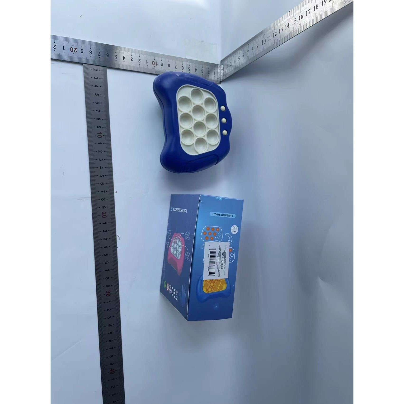 Joc Pop It, Flippy, consola, joc interactiv, antistres, cu baterii, Abs si silicon, Albastru, 12 x 10 x 5.8 cm-6