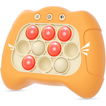 Joc Pop It, Flippy, consola, joc interactiv, antistres, cu baterii, Abs si silicon, Portocaliu, 12 x 10 x 5.8 cm-5