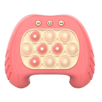 Joc Pop It, Flippy, consola, joc interactiv, antistres, cu baterii, Abs si silicon, Roz, 12 x 10 x 5.8 cm-0