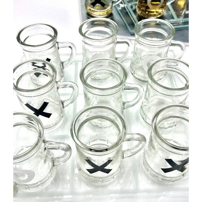 Joc X si O Flippy, cu Mini Halbe din Sticla, 25 x 25 cm, pentru Petreceri, Decor, Cadouri, Transparent-1