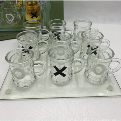 Joc X si O Flippy, cu Mini Halbe din Sticla, 25 x 25 cm, pentru Petreceri, Decor, Cadouri, Transparent-2