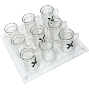 Joc X si O Flippy, cu Mini Halbe din Sticla, 25 x 25 cm, pentru Petreceri, Decor, Cadouri, Transparent-0