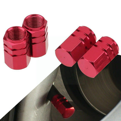 Set capacele auto pentru ventil hexagon rosu 4 buc-0