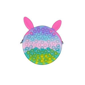 Jucarie antistres din silicon Flippy, Geanta Pop It, 16 cm, Iepuras, Macarons-0