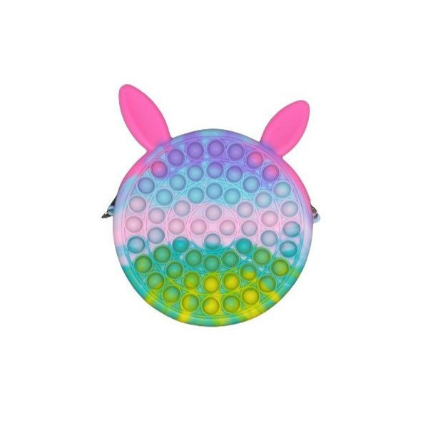 Jucarie antistres din silicon Flippy, Geanta Pop It, 16 cm, Iepuras, Macarons-0