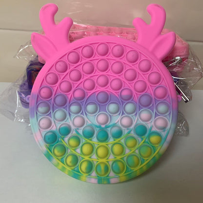 Jucarie antistres din silicon Flippy, Geanta Pop It, 16 cm, Ren, Macarons-3