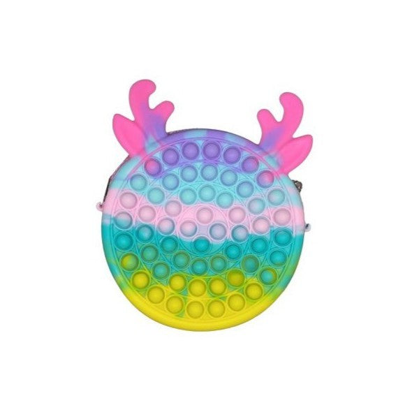 Jucarie antistres din silicon Flippy, Geanta Pop It, 16 cm, Ren, Macarons-0