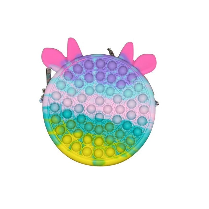 Jucarie antistres din silicon Flippy, Geanta Pop It, 16 cm, Vacuta, Macarons-1