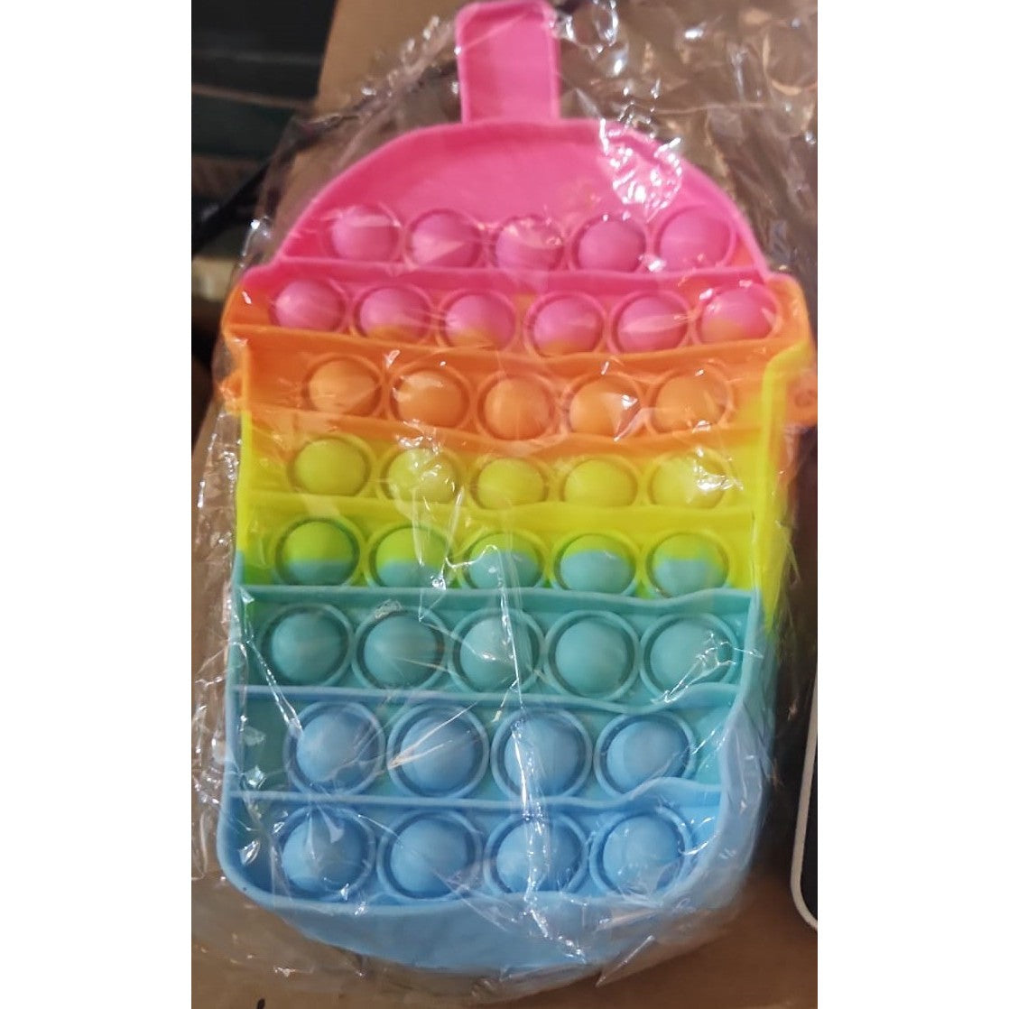 Jucarie antistres din silicon, Flippy, Geanta Pop It, Milkshake, Model 2, Multicolor-0