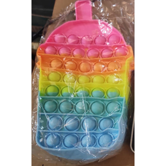 Jucarie antistres din silicon, Flippy, Geanta Pop It, Milkshake, Model 2, Multicolor-0