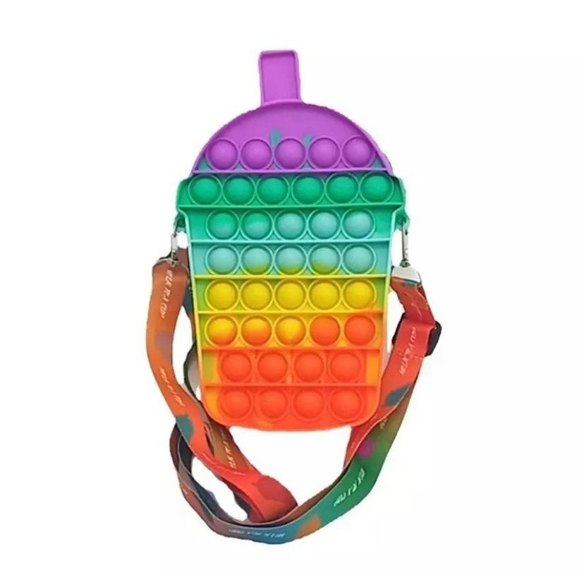 Jucarie antistres din silicon, Flippy, Geanta Pop It, Milkshake, Multicolor-1