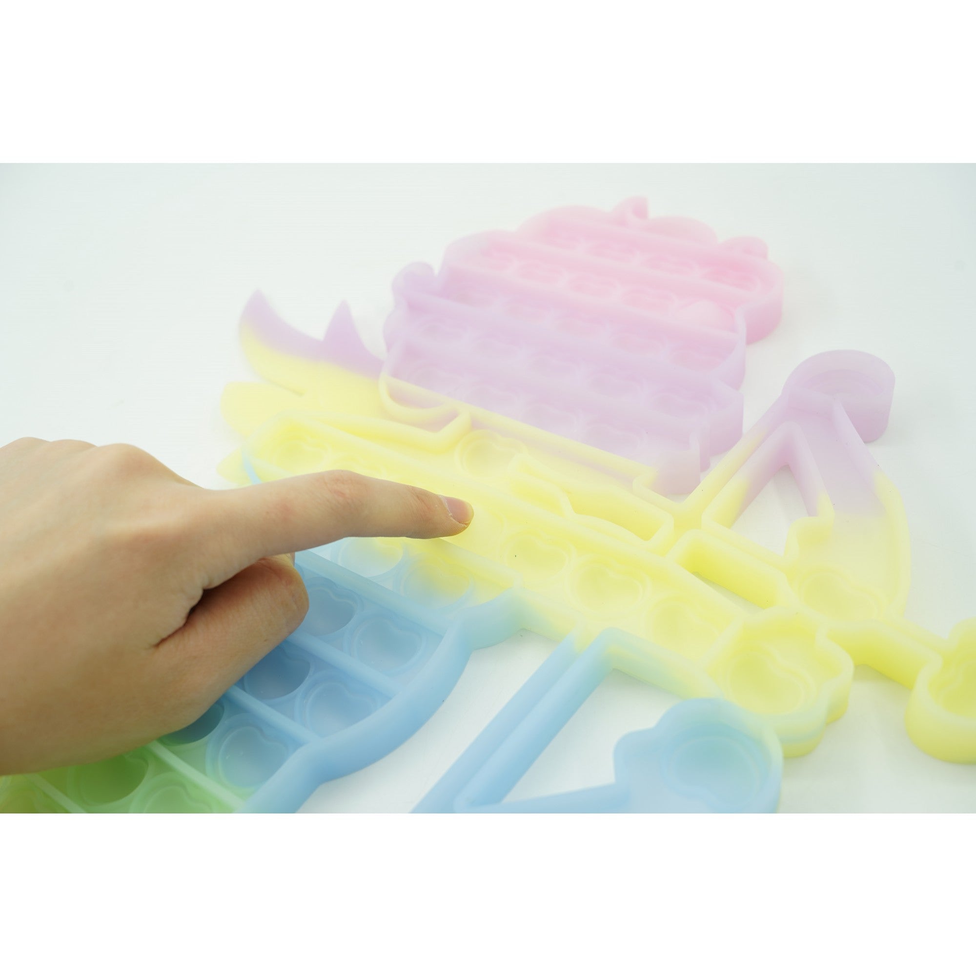 Jucarie antistres din silicon Flippy, Pop it Now and Flip It , 40x45 cm, Cupidon, Fosforescent, Multicolor-4
