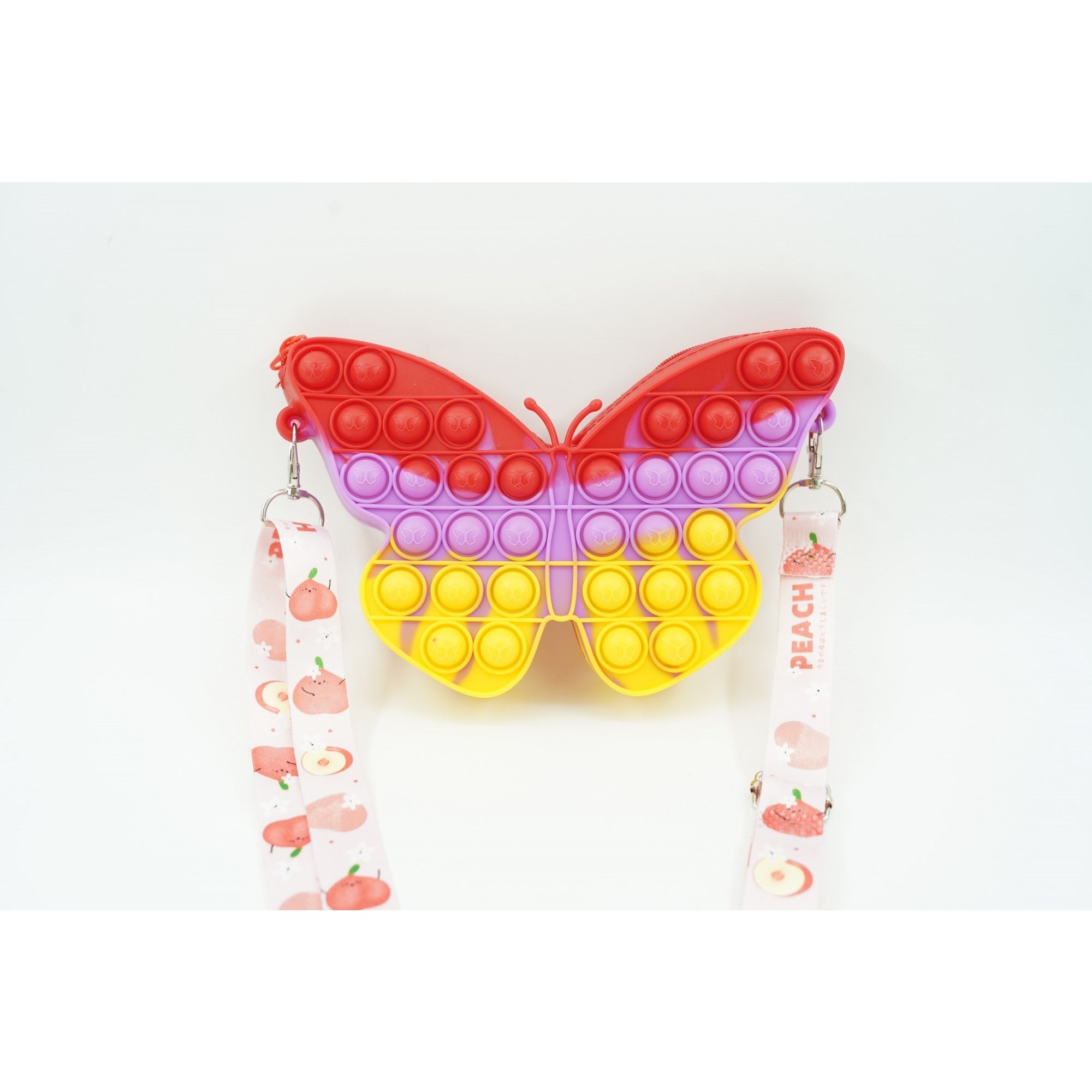 Jucarie antistres din silicon, Flippy, Pop It Now and Flip It, Geanta de umar, Fluture, Galben/Mov-1