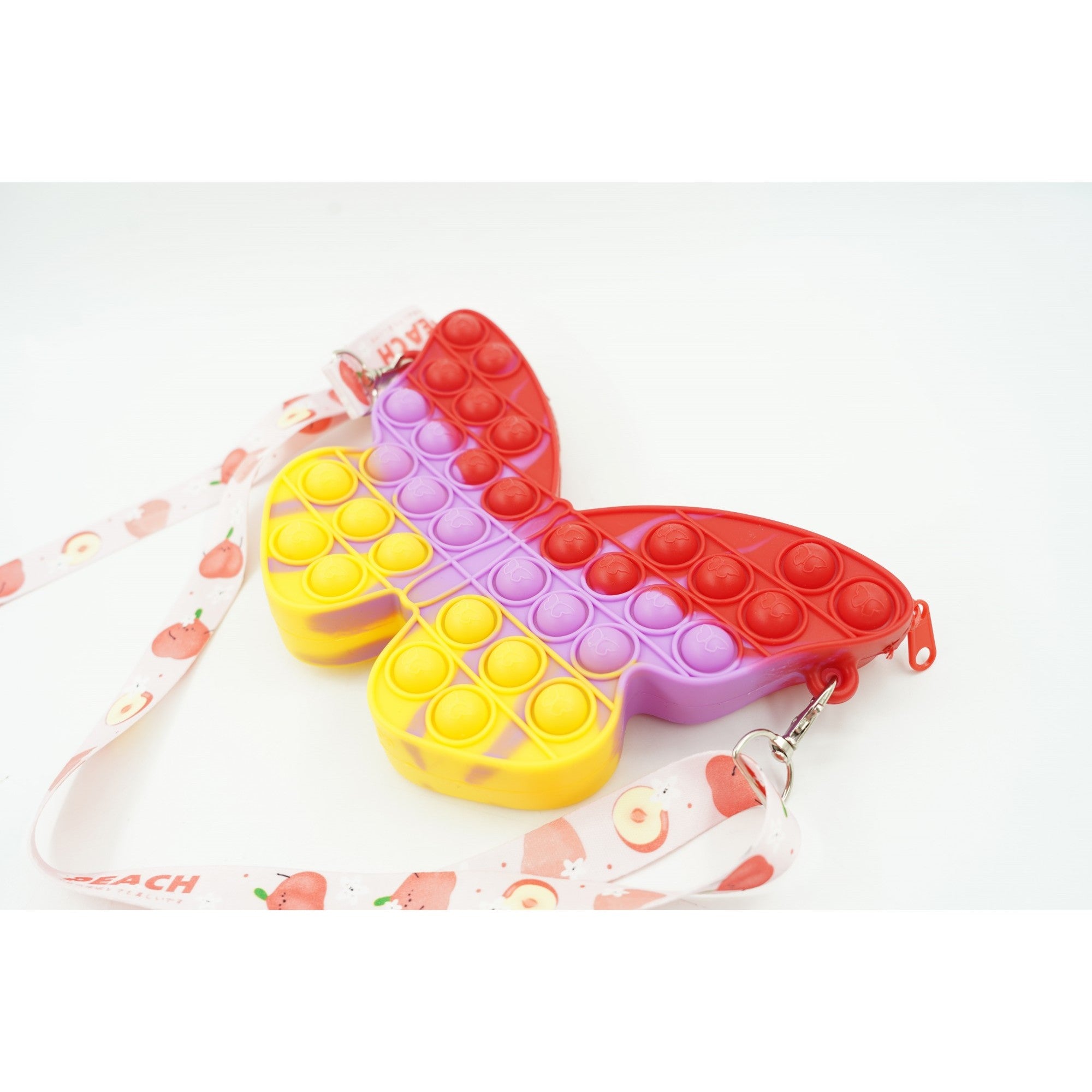 Jucarie antistres din silicon, Flippy, Pop It Now and Flip It, Geanta de umar, Fluture, Galben/Mov-2