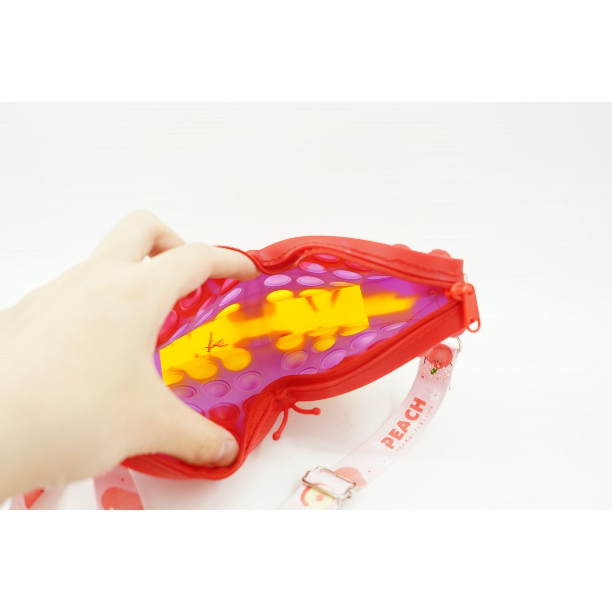 Jucarie antistres din silicon, Flippy, Pop It Now and Flip It, Geanta de umar, Fluture, Galben/Mov-4