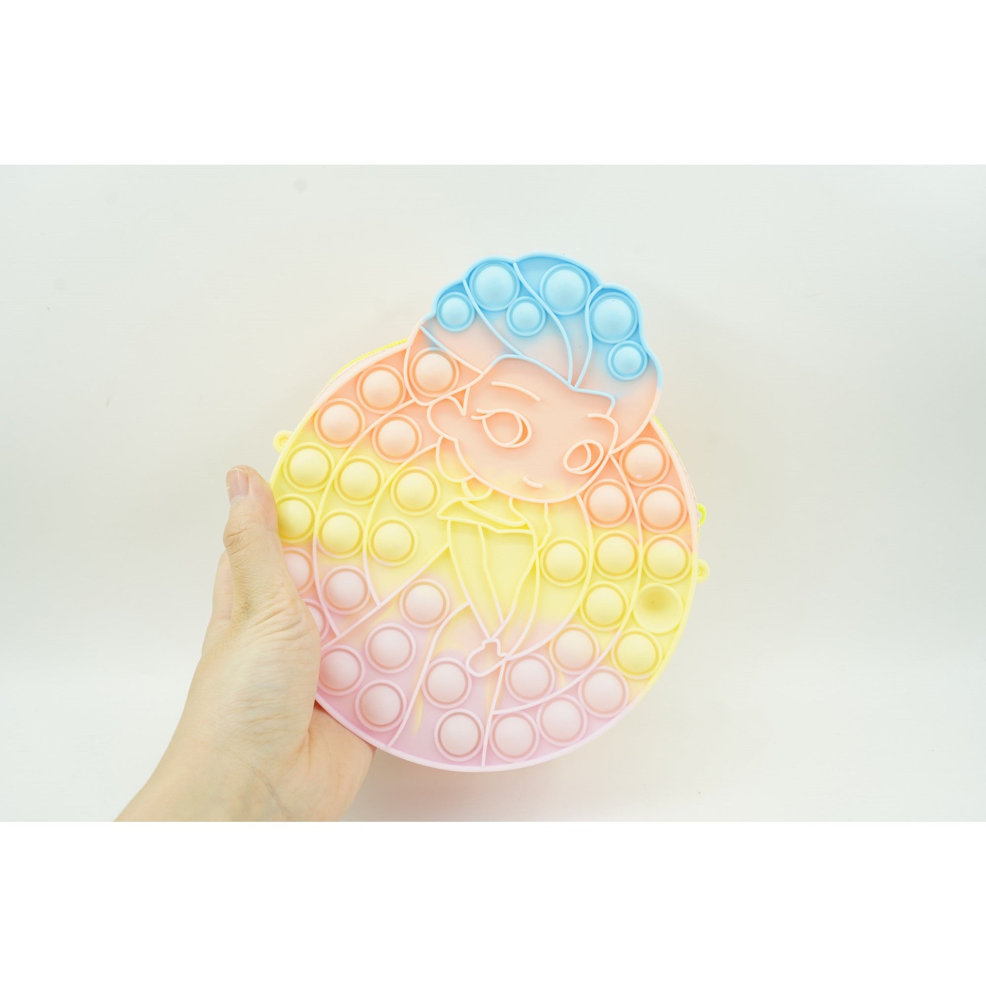 Jucarie antistres din silicon, Flippy, Pop It Now and Flip It, Geanta de umar, Mica printesa, 16 cm, Macarons-1