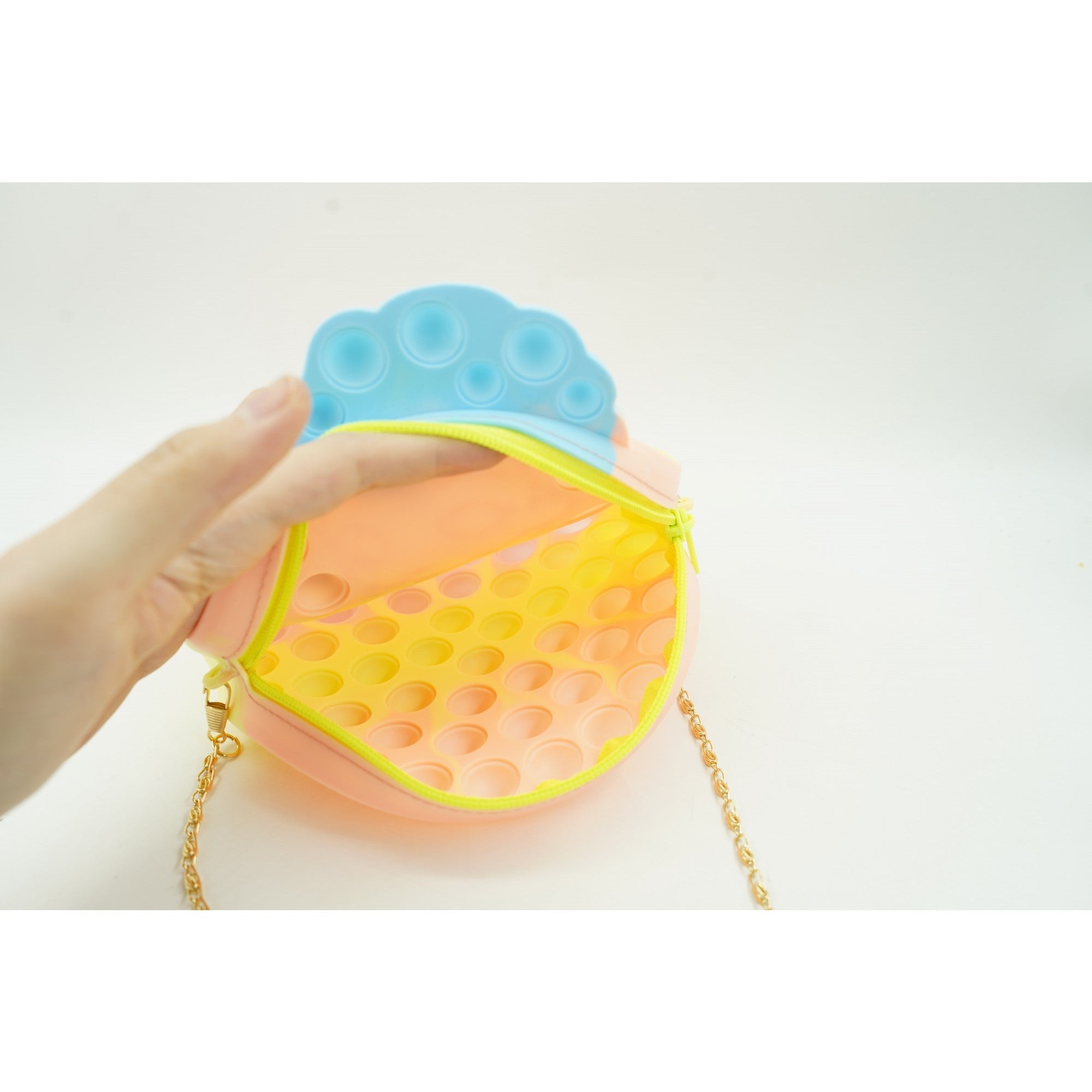 Jucarie antistres din silicon, Flippy, Pop It Now and Flip It, Geanta de umar, Mica printesa, 16 cm, Macarons-4