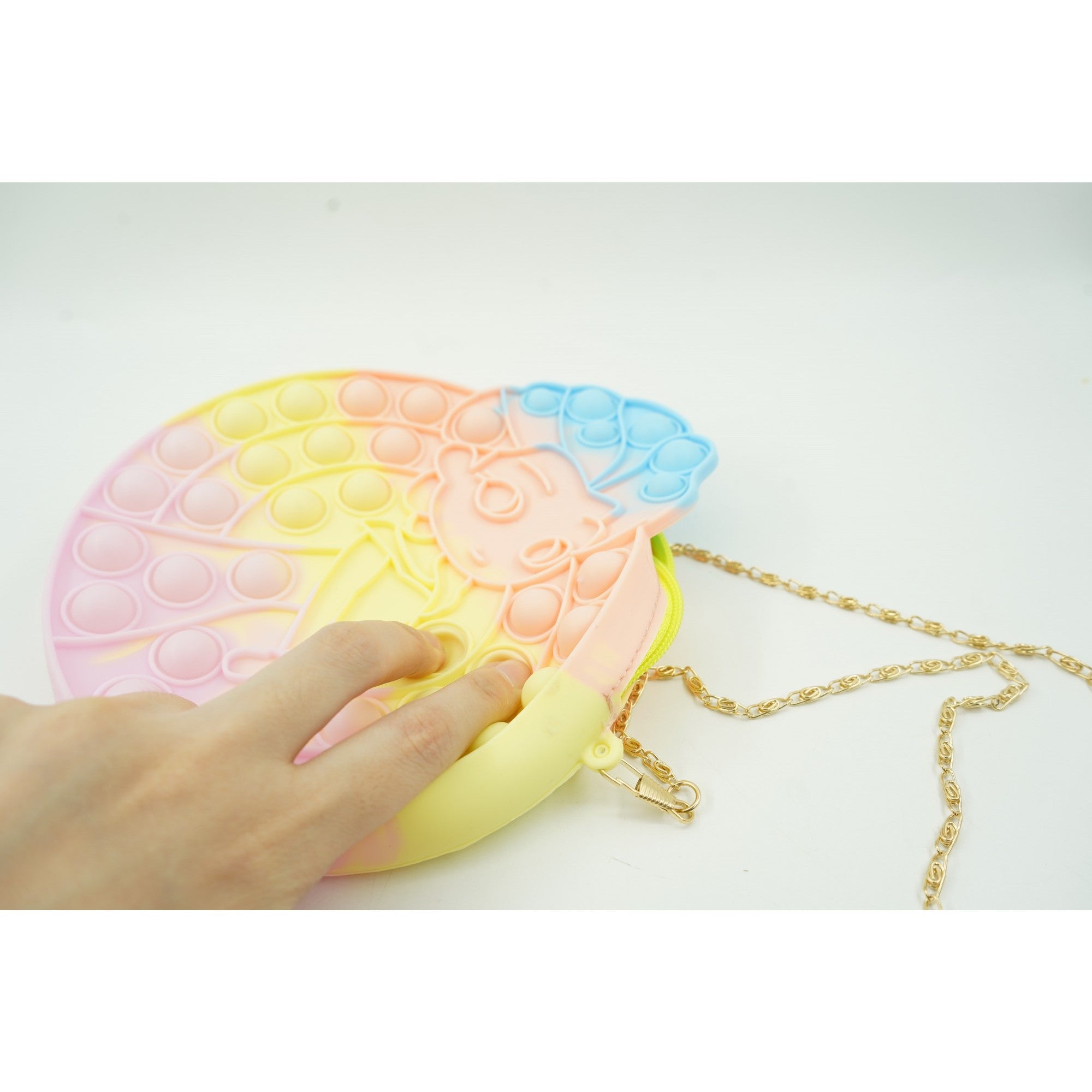 Jucarie antistres din silicon, Flippy, Pop It Now and Flip It, Geanta de umar, Mica printesa, 16 cm, Macarons-5