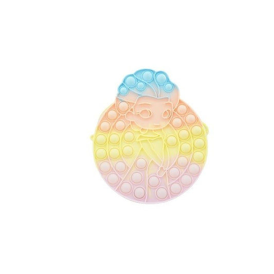 Jucarie antistres din silicon, Flippy, Pop It Now and Flip It, Geanta de umar, Mica printesa, 16 cm, Macarons-0