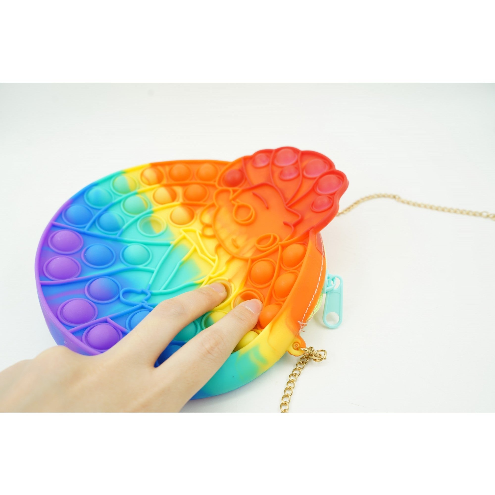 Jucarie antistres din silicon, Flippy, Pop It Now and Flip It, Geanta de umar, Mica printesa Elsa, Multicolor-1