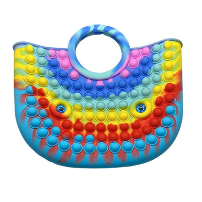Jucarie Antistres din silicon Flippy, Pop It Now And Flip It, Geanta mare, 28 cm, Multicolor, Model 2-0