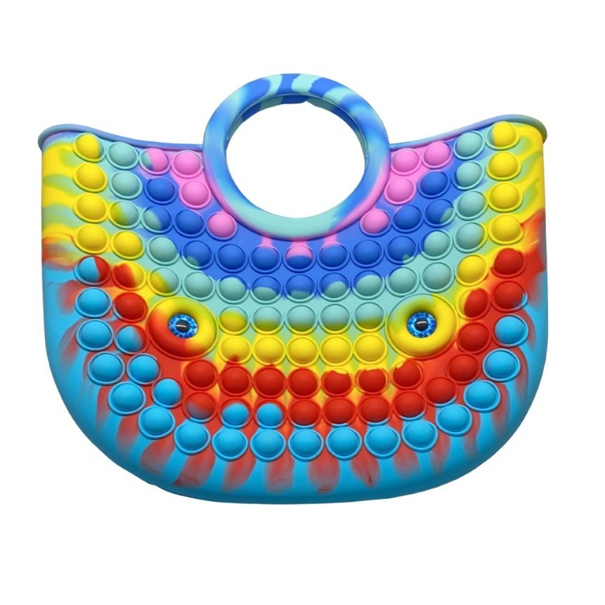 Jucarie Antistres din silicon Flippy, Pop It Now And Flip It, Geanta mare, 28 cm, Multicolor, Model 2-0