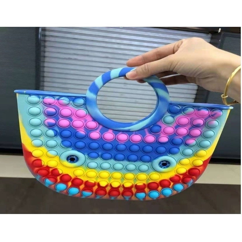 Jucarie Antistres din silicon Flippy, Pop It Now And Flip It, Geanta mare, 28 cm, Multicolor, Model 2-1
