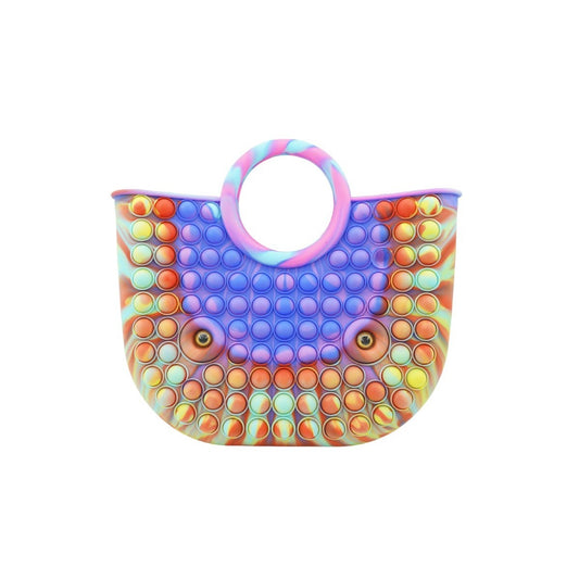 Jucarie Antistres din silicon Flippy, Pop It Now And Flip It, Geanta mare, 28 cm, Multicolor, Model 3-0