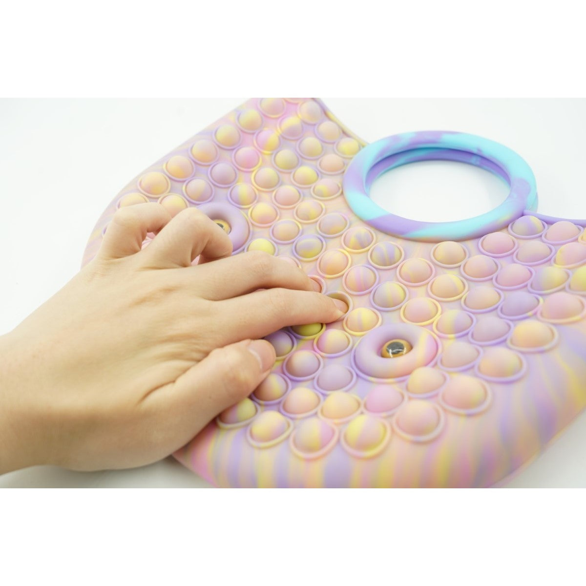 Jucarie Antistres din silicon Flippy, Pop It Now And Flip It, Geanta mare, 28 cm, Multicolor, Model 6 V2-4