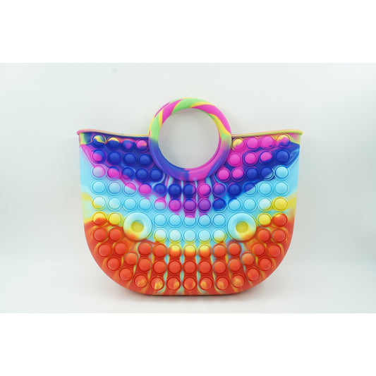 Jucarie Antistres din silicon Flippy, Pop It Now And Flip It, Geanta mare, 28 cm, Multicolor, Model 6-1