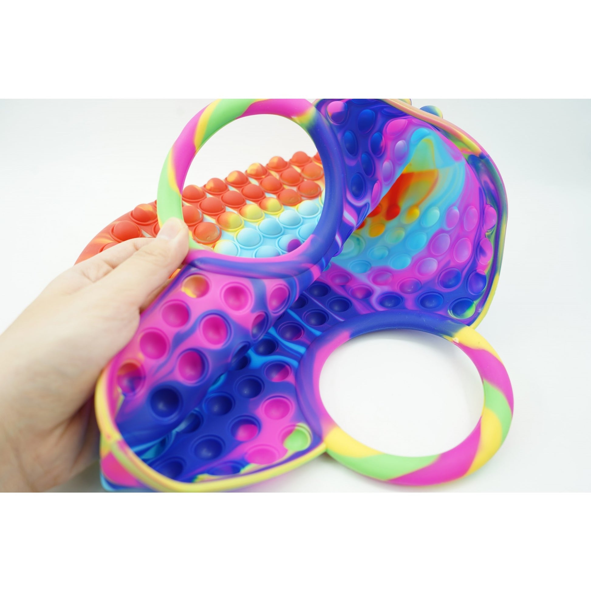 Jucarie Antistres din silicon Flippy, Pop It Now And Flip It, Geanta mare, 28 cm, Multicolor, Model 6-5