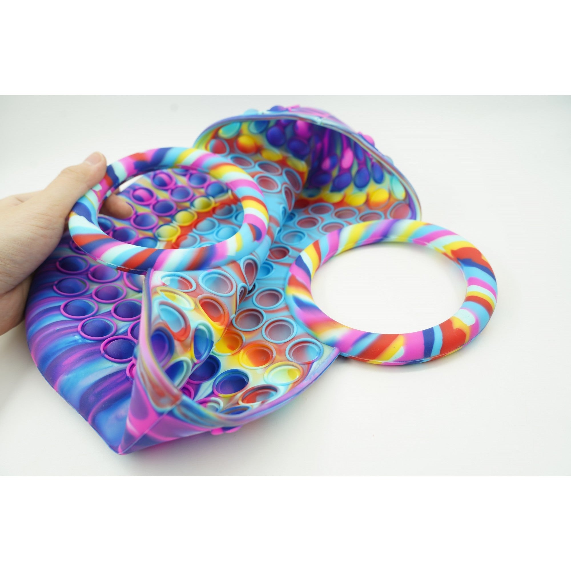 Jucarie Antistres din silicon Flippy, Pop It Now And Flip It, Geanta mare, 28 cm, Multicolor, V1-1