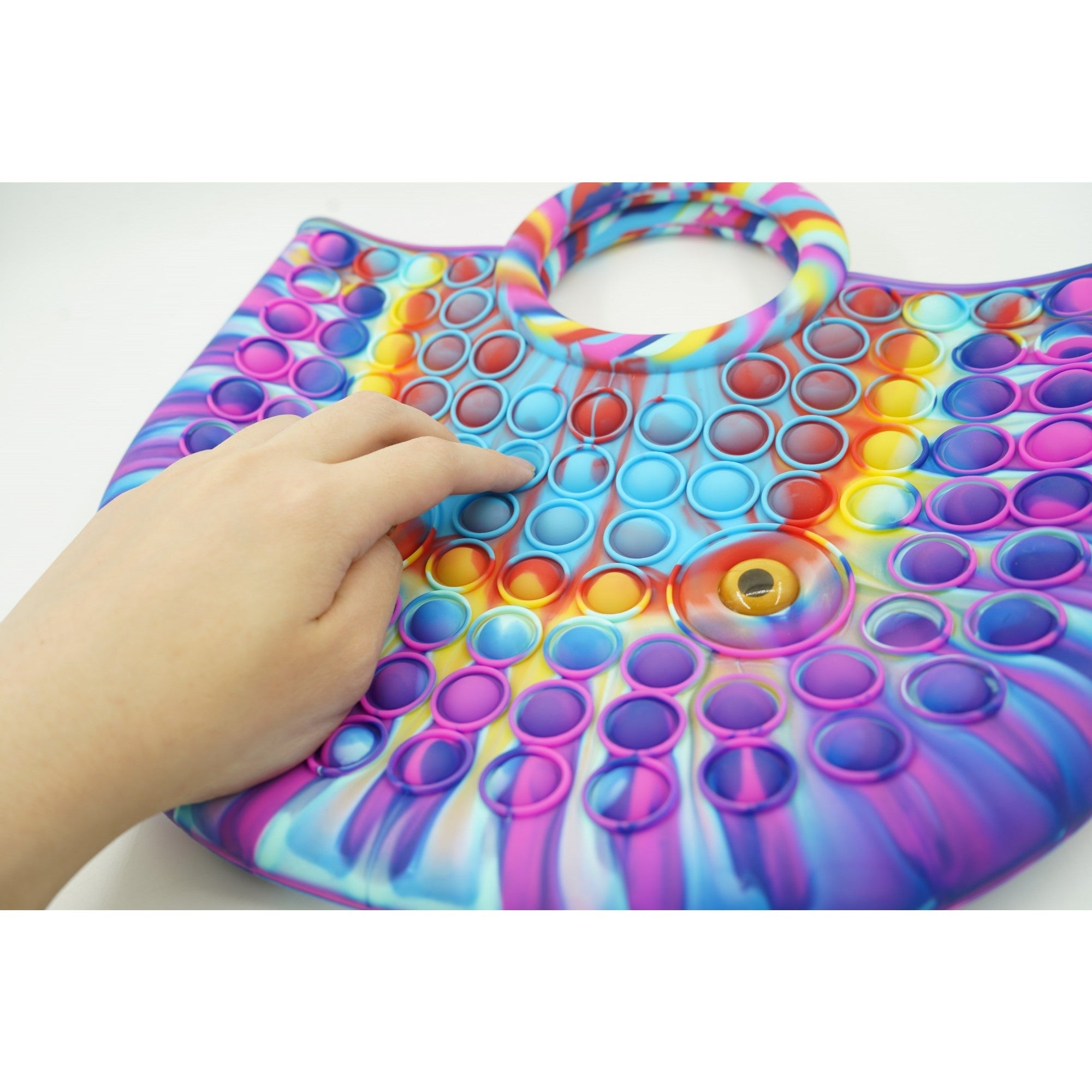 Jucarie Antistres din silicon Flippy, Pop It Now And Flip It, Geanta mare, 28 cm, Multicolor, V1-3