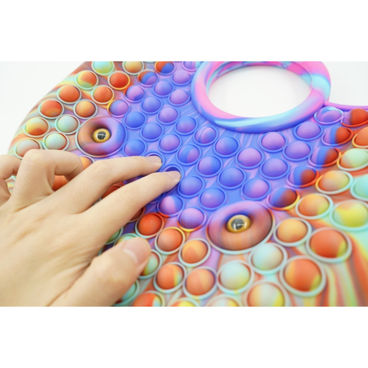 Jucarie Antistres din silicon Flippy, Pop It Now And Flip It, Geanta mare, 28 cm, Multicolor, V5-4