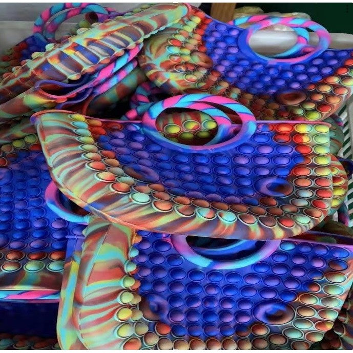 Jucarie Antistres din silicon Flippy, Pop It Now And Flip It, Geanta mare, 28 cm, Multicolor, V5-1