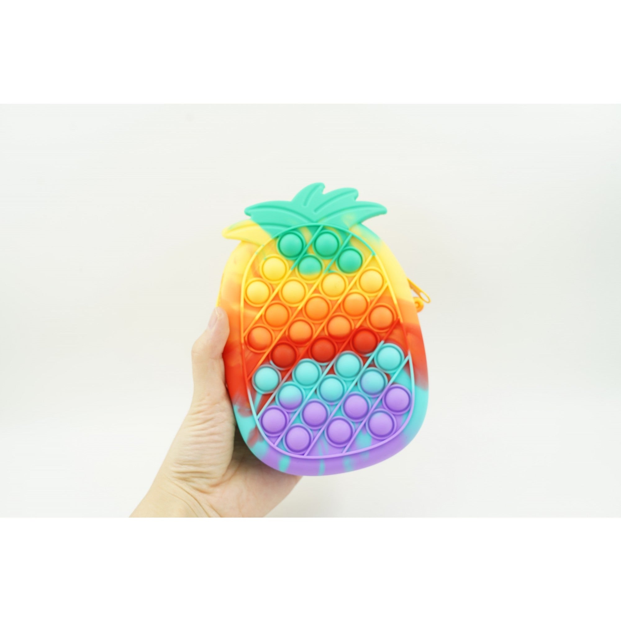 Jucarie antistres din silicon, Flippy, Pop It Now and Flip It, Geanta mica, Ananas, Multicolor, Model 1-1