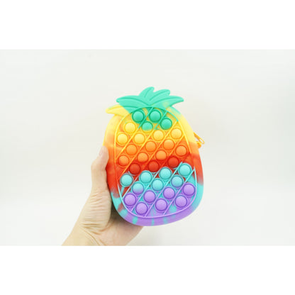 Jucarie antistres din silicon, Flippy, Pop It Now and Flip It, Geanta mica, Ananas, Multicolor, Model 1-1
