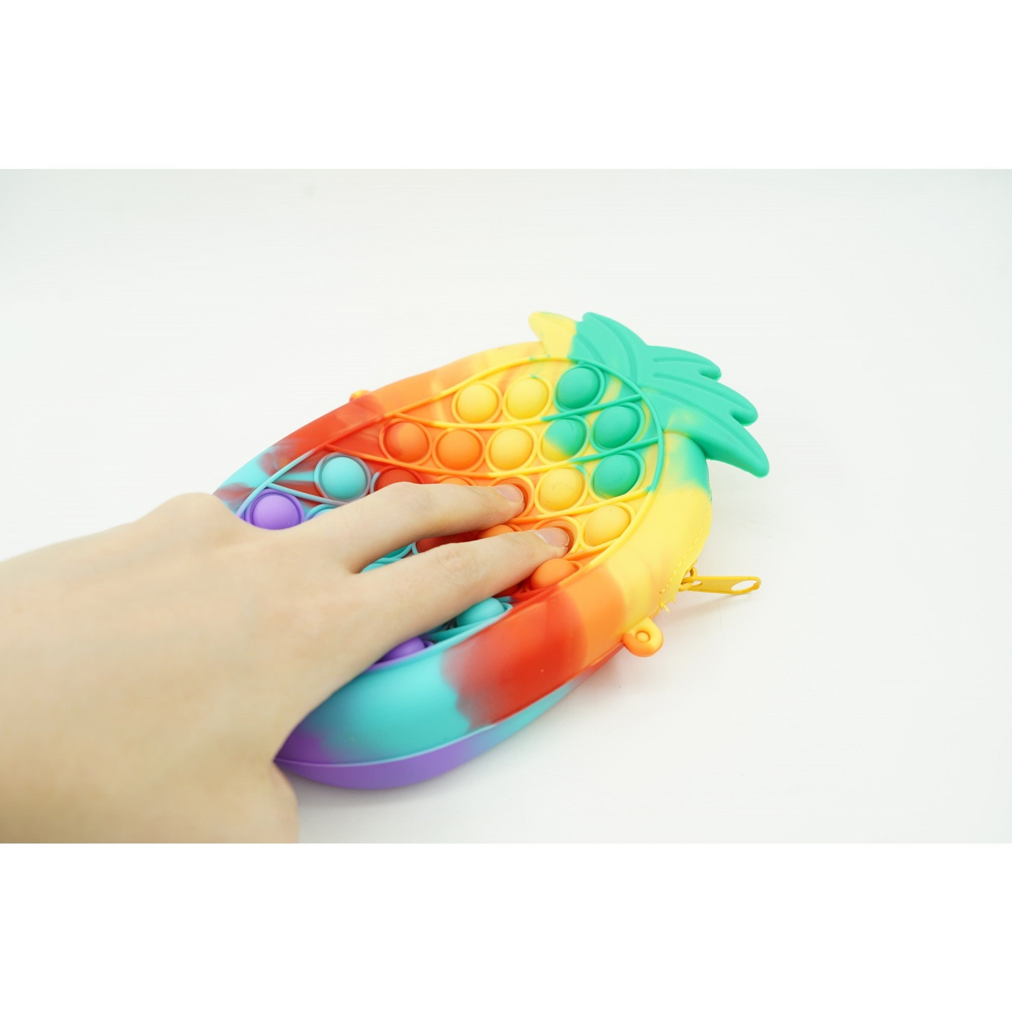 Jucarie antistres din silicon, Flippy, Pop It Now and Flip It, Geanta mica, Ananas, Multicolor, Model 1-2