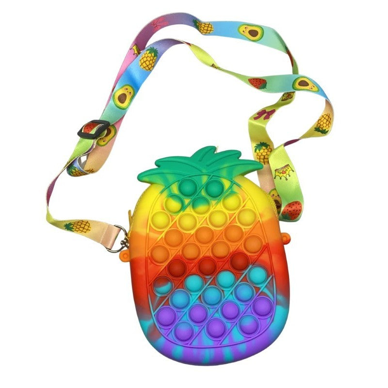 Jucarie antistres din silicon, Flippy, Pop It Now and Flip It, Geanta mica, Ananas, Multicolor, Model 1-5