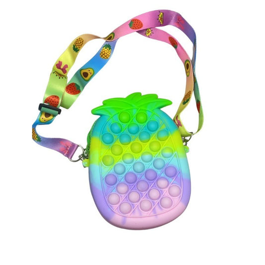 Jucarie antistres din silicon, Flippy, Pop It Now and Flip It, Geanta mica, Ananas, Multicolor, Model 3-1