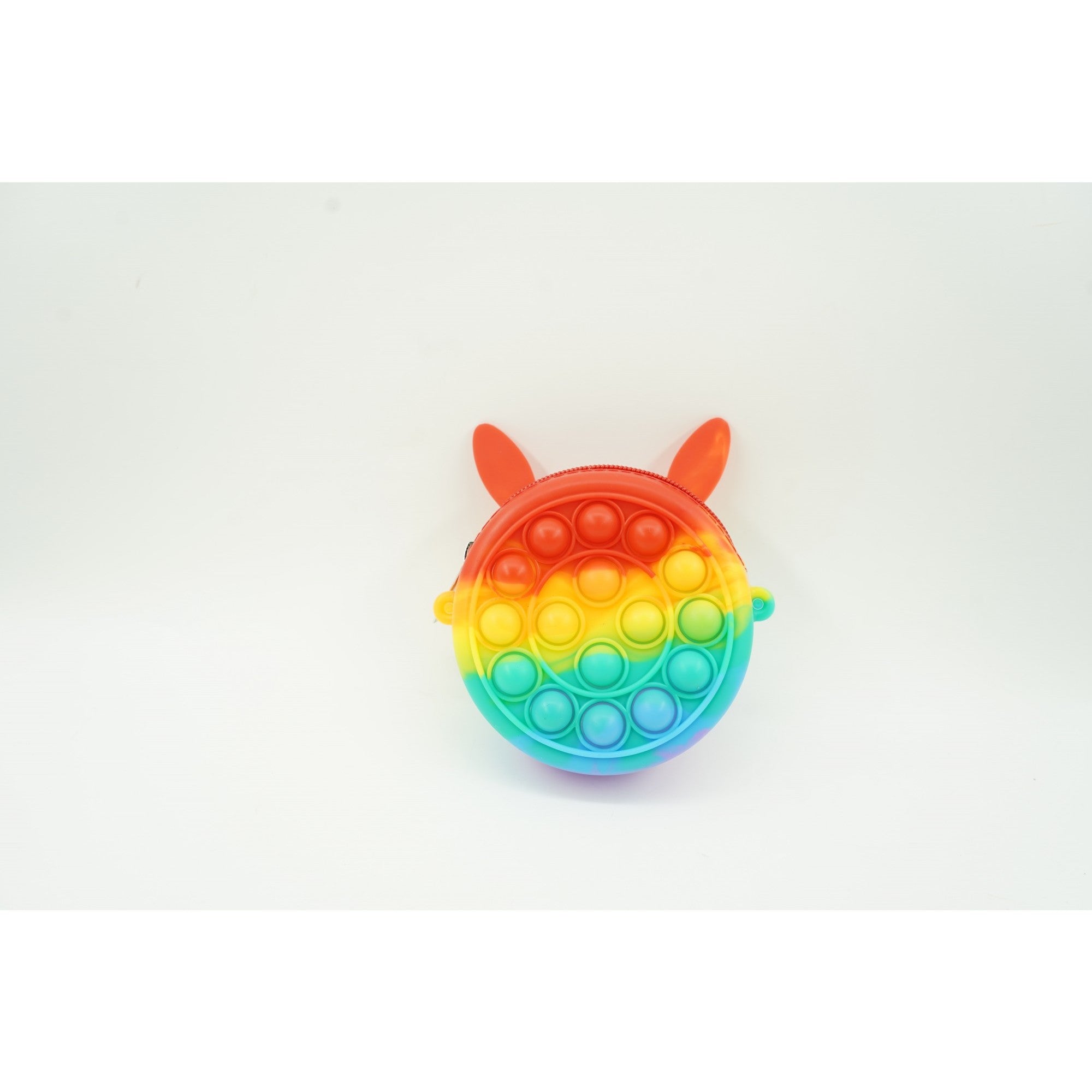Jucarie antistres din silicon Flippy, Pop it Now and Flip It ,Mini Geanta, Iepuras, 6 cm, Curcubeu-1