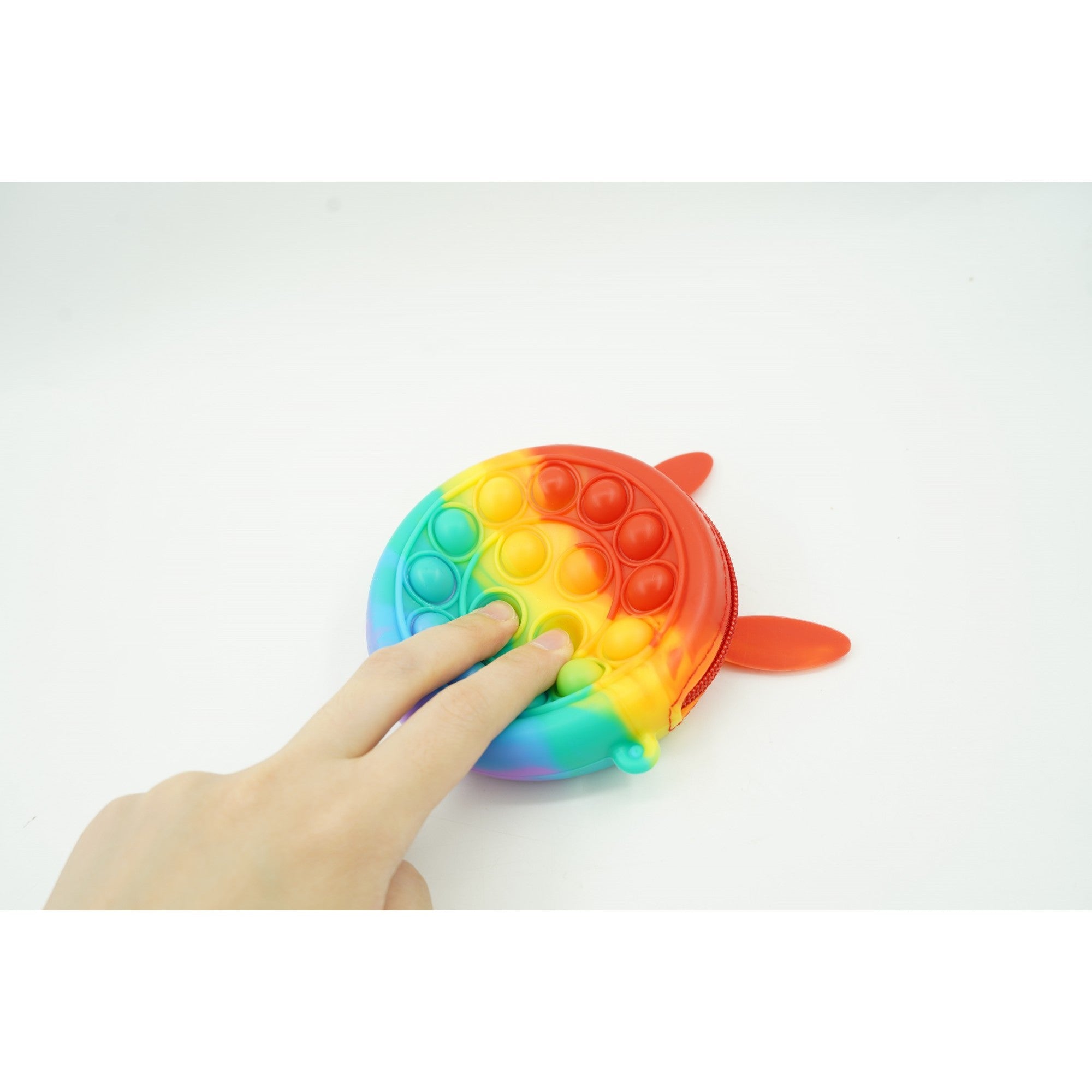 Jucarie antistres din silicon Flippy, Pop it Now and Flip It ,Mini Geanta, Iepuras, 6 cm, Curcubeu-3