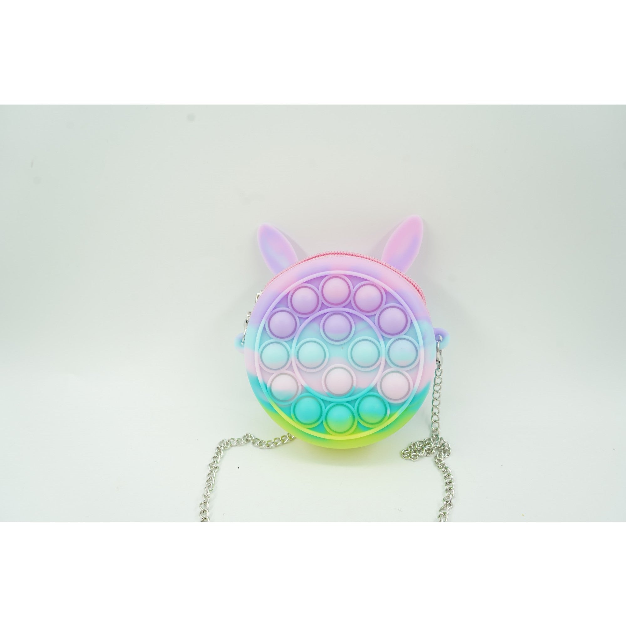 Jucarie antistres din silicon Flippy, Pop it Now and Flip It ,Mini Geanta, Iepuras, 6 cm, Macarons-1