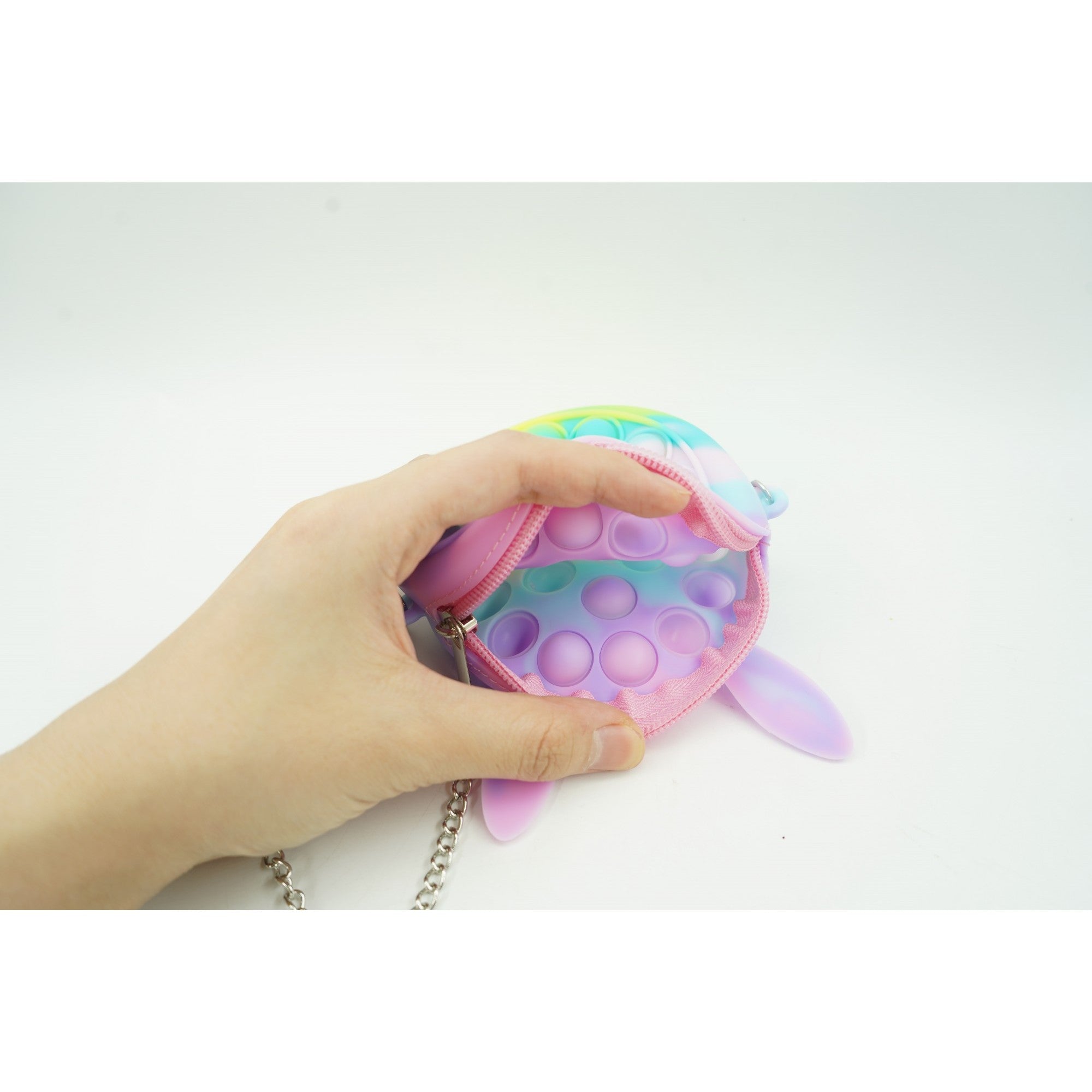 Jucarie antistres din silicon Flippy, Pop it Now and Flip It ,Mini Geanta, Iepuras, 6 cm, Macarons-4