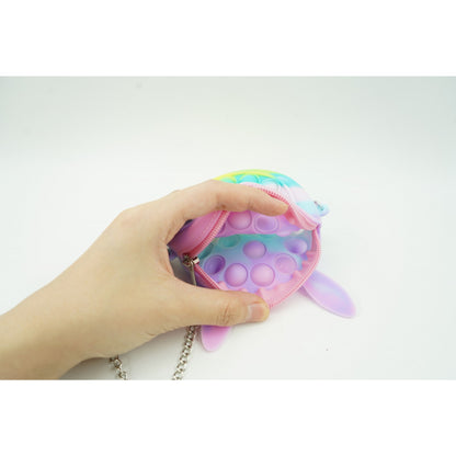 Jucarie antistres din silicon Flippy, Pop it Now and Flip It ,Mini Geanta, Iepuras, 6 cm, Macarons-4