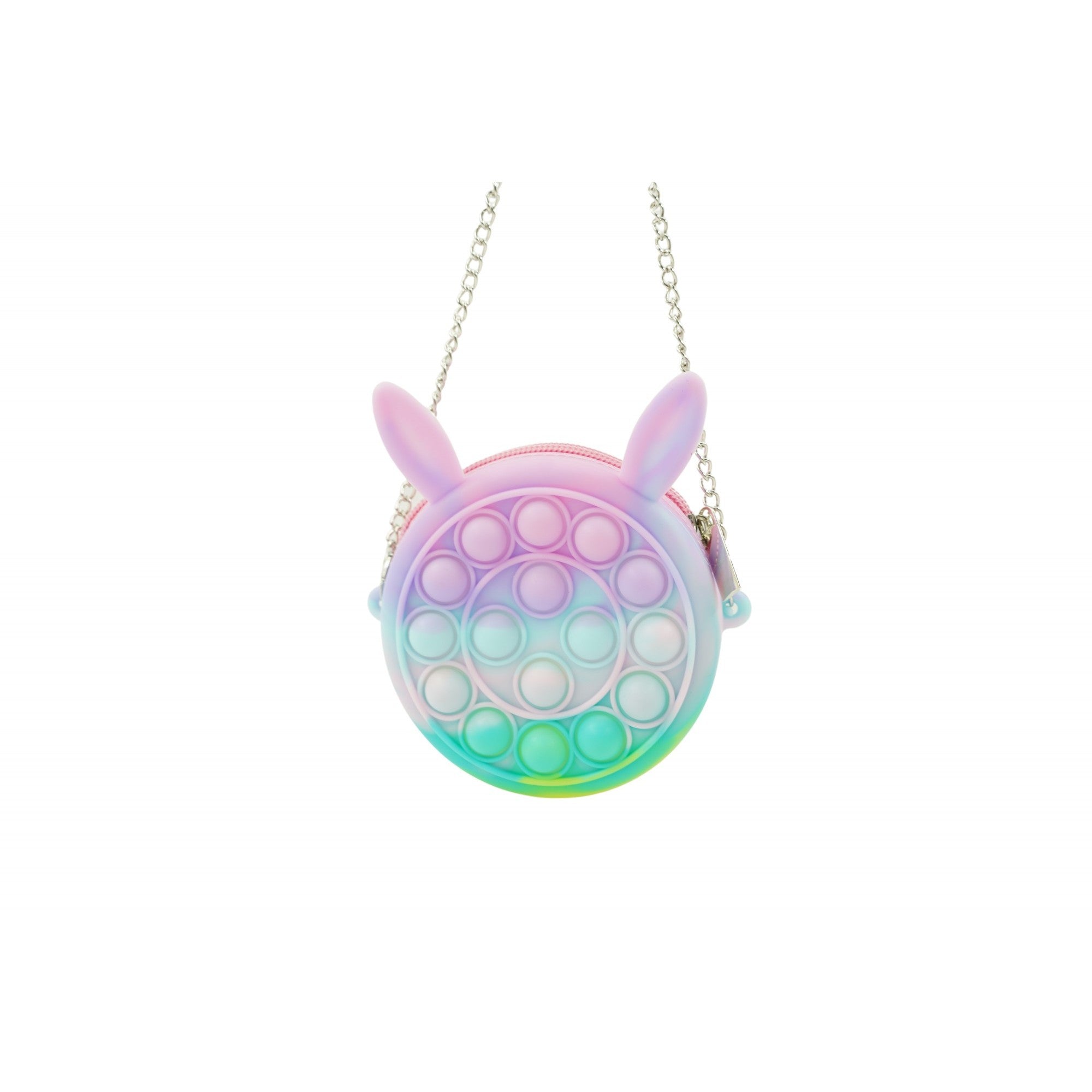 Jucarie antistres din silicon Flippy, Pop it Now and Flip It ,Mini Geanta, Iepuras, 6 cm, Macarons-0