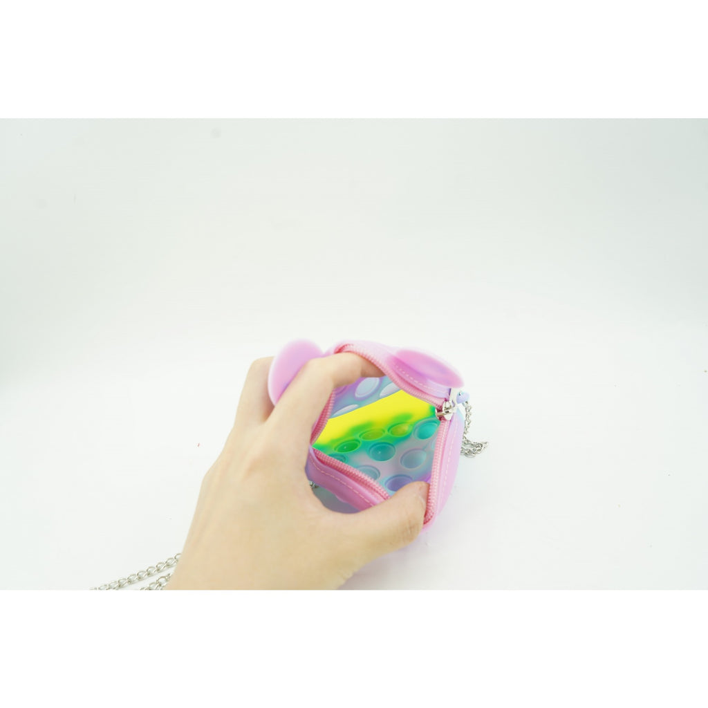 Jucarie antistres din silicon Flippy, Pop it Now and Flip It ,Mini Geanta, Mickey Mouse, 6 cm, Macarons-5
