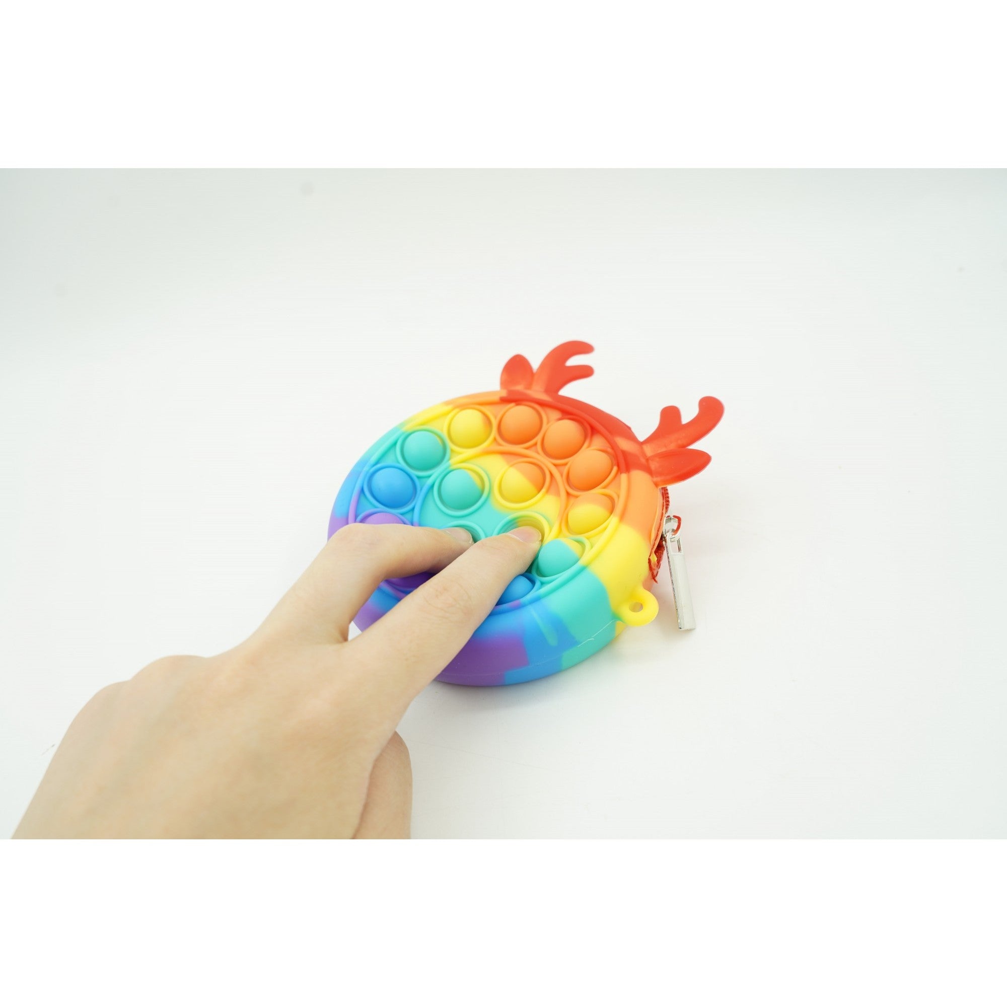 Jucarie antistres din silicon Flippy, Pop it Now and Flip It ,Mini Geanta, Ren, 6 cm, Curcubeu-3